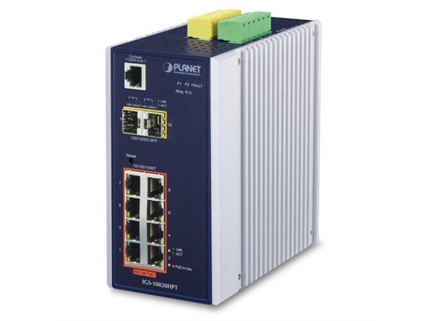 Industriell Switch 8-port 1000Tx+2xSFP Planet: 2x100/1000Base-X SFP100/1000