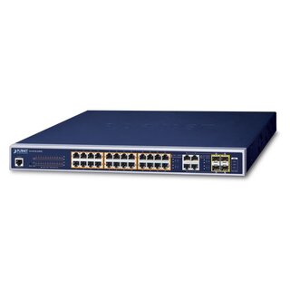 PoE+ Switch 24-port 10/100/1000B/T 4xSFP Planet: IPv4/IPv6 Managed 220W