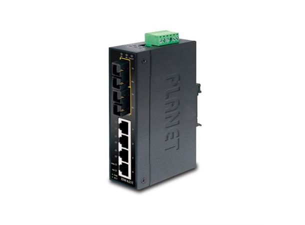 Industriell Switch 4-port 10/100B/Tx+F/O Planet: +2-port 100B/Fx SC SM 15km 