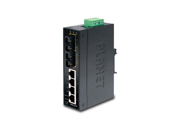 Industriell Switch 4-port 10/100B/Tx+F/O Planet: +2-port 100B/Fx SC SM 15km