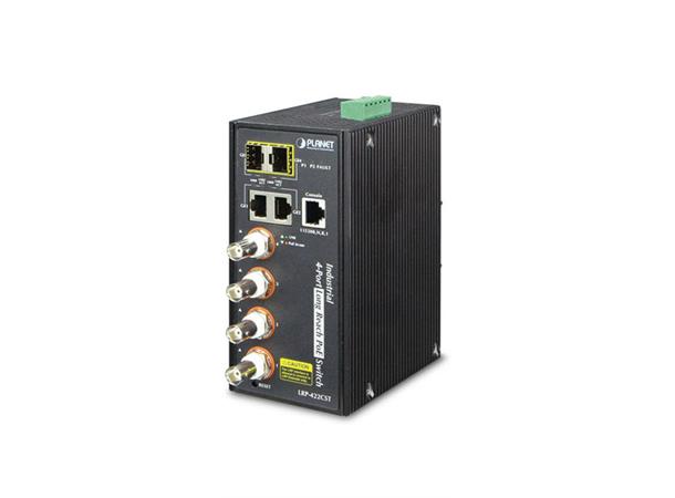 IP30, Industrial IPv4/IPv6, 4-Port Coax Planet:2-Port 10/100/1000T + 2-Port 100/ 