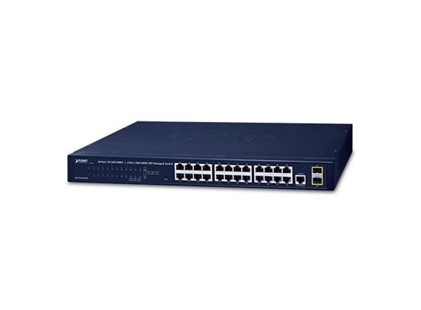 Switch 24-port 10/100/1000B/Tx 2xSFP Planet: Managed IPv4/IPv6, SFP100/1000